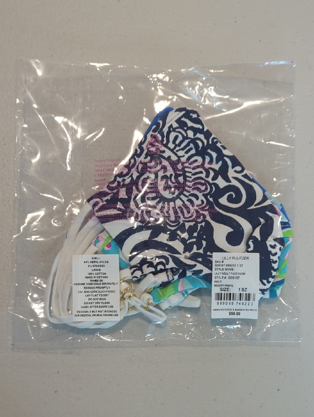 NWT Lilly Pulitzer ChillyLilly Adult Face Mask (Set of 3)